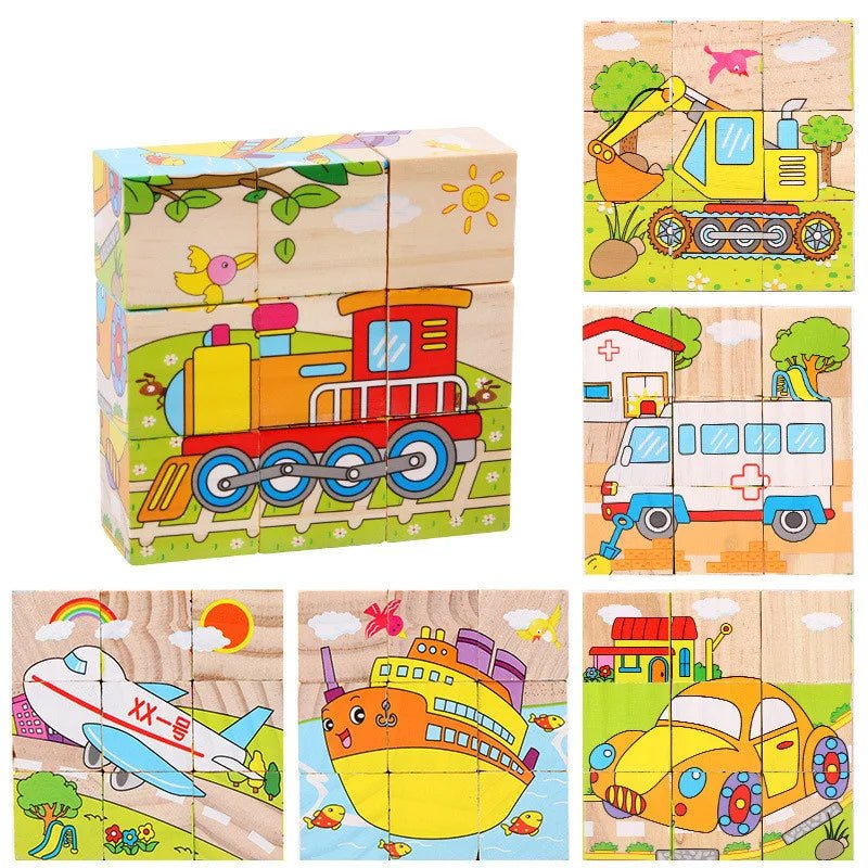 Wooden Blocks Six Sided Jigsaw Puzzle | Early Learning Educational Toy - VarietyGifts