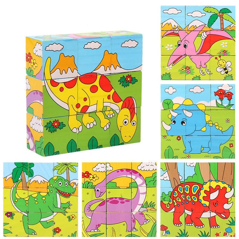 Wooden Blocks Six Sided Jigsaw Puzzle | Early Learning Educational Toy - VarietyGifts