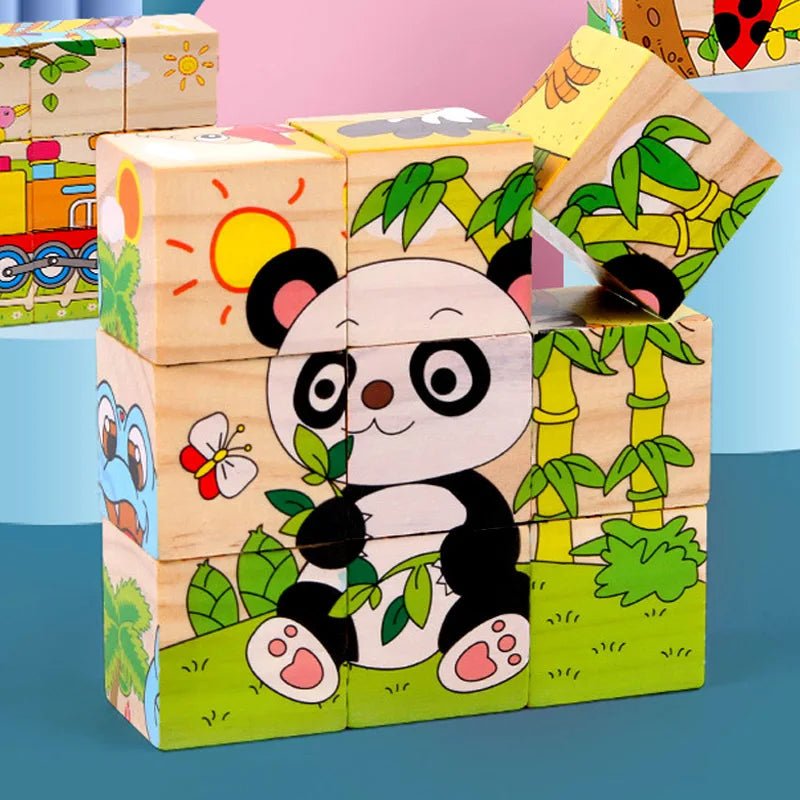 Wooden Blocks Six Sided Jigsaw Puzzle | Early Learning Educational Toy - VarietyGifts