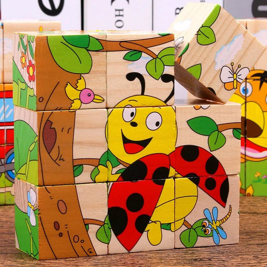 Wooden Blocks Six Sided Jigsaw Puzzle | Early Learning Educational Toy - VarietyGifts