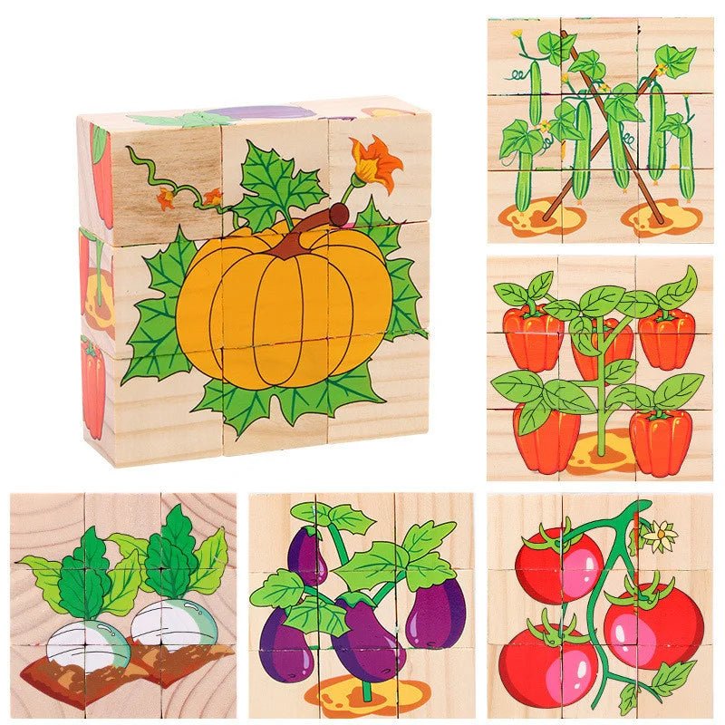 Wooden Blocks Six Sided Jigsaw Puzzle | Early Learning Educational Toy - VarietyGifts