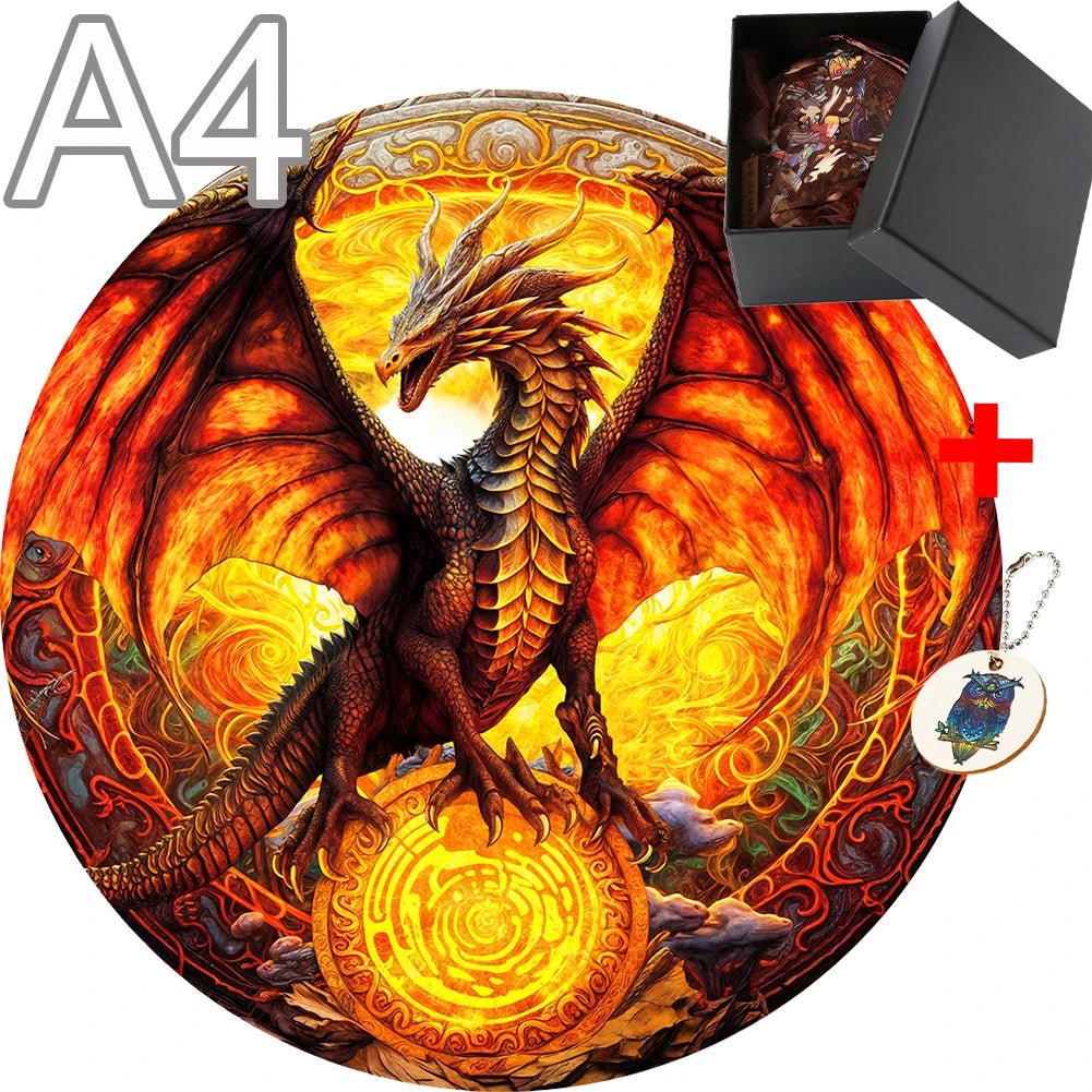 Wooden Fiery Dragon Jigsaw Puzzle | Fun Jigsaw For Adults & Kids - VarietyGifts