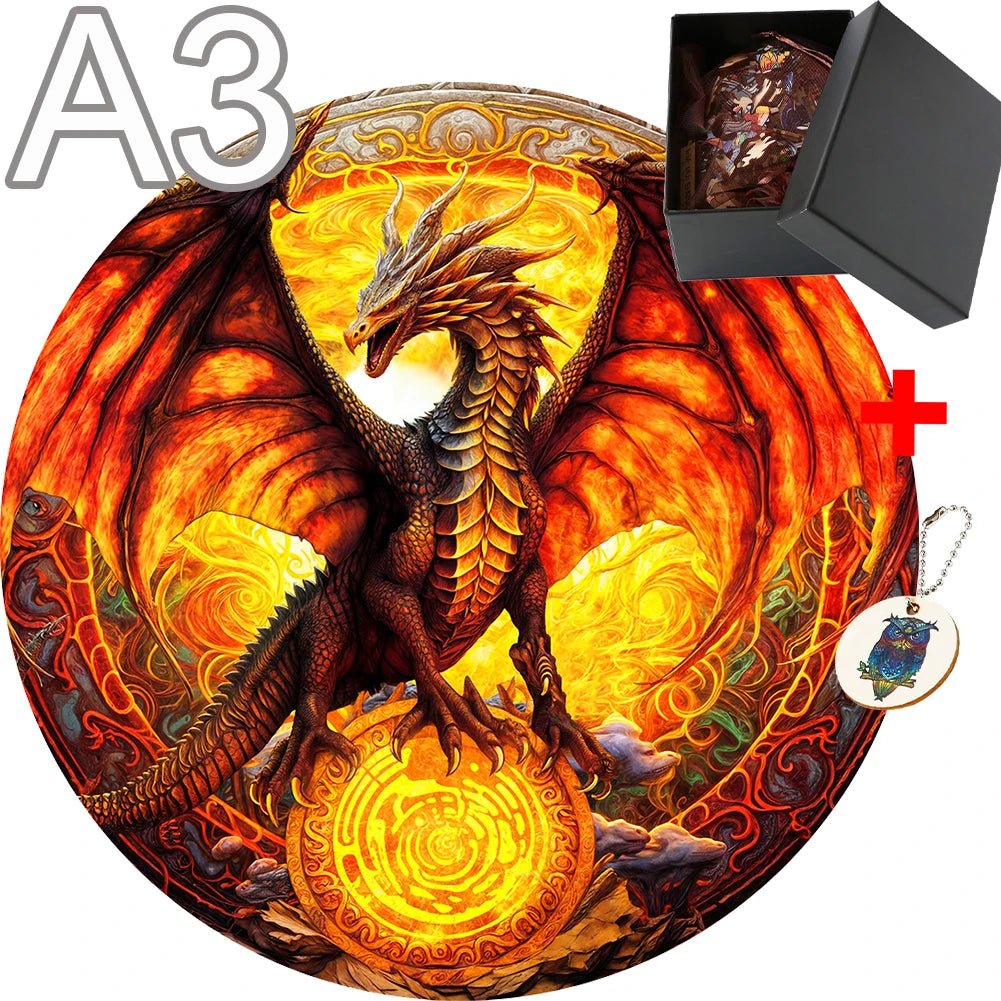 Wooden Fiery Dragon Jigsaw Puzzle | Fun Jigsaw For Adults & Kids - VarietyGifts