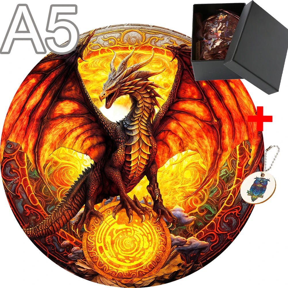 Wooden Fiery Dragon Jigsaw Puzzle | Fun Jigsaw For Adults & Kids - VarietyGifts