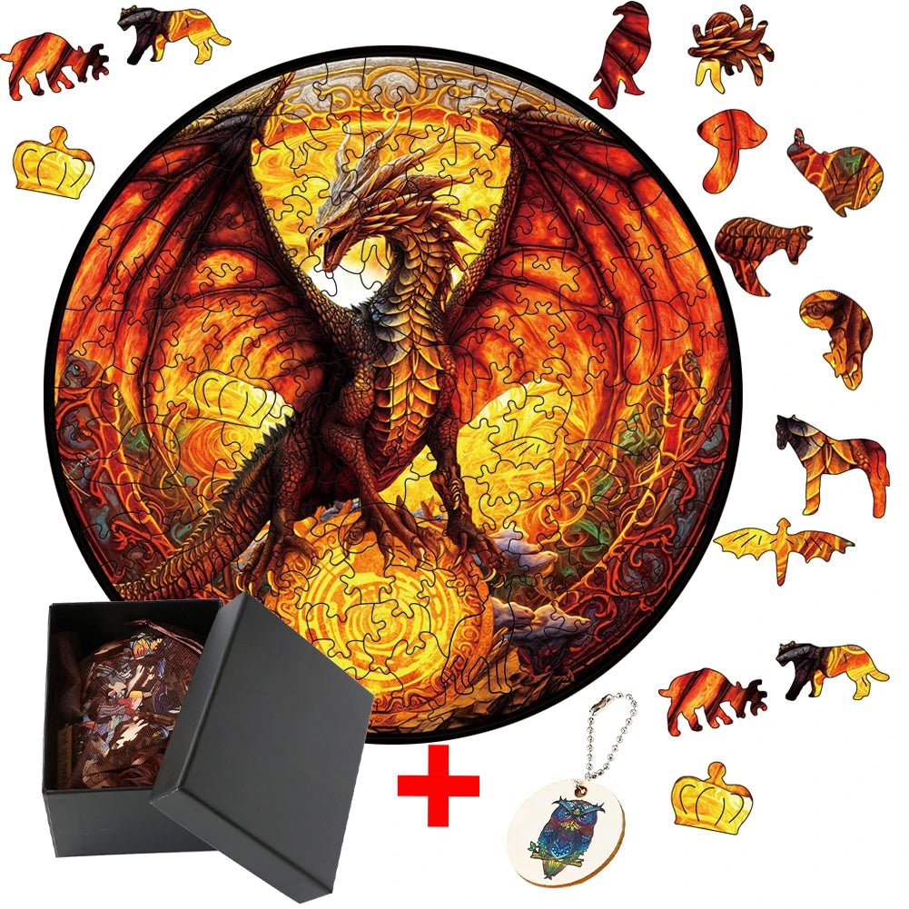 Wooden Fiery Dragon Jigsaw Puzzle | Fun Jigsaw For Adults & Kids - VarietyGifts