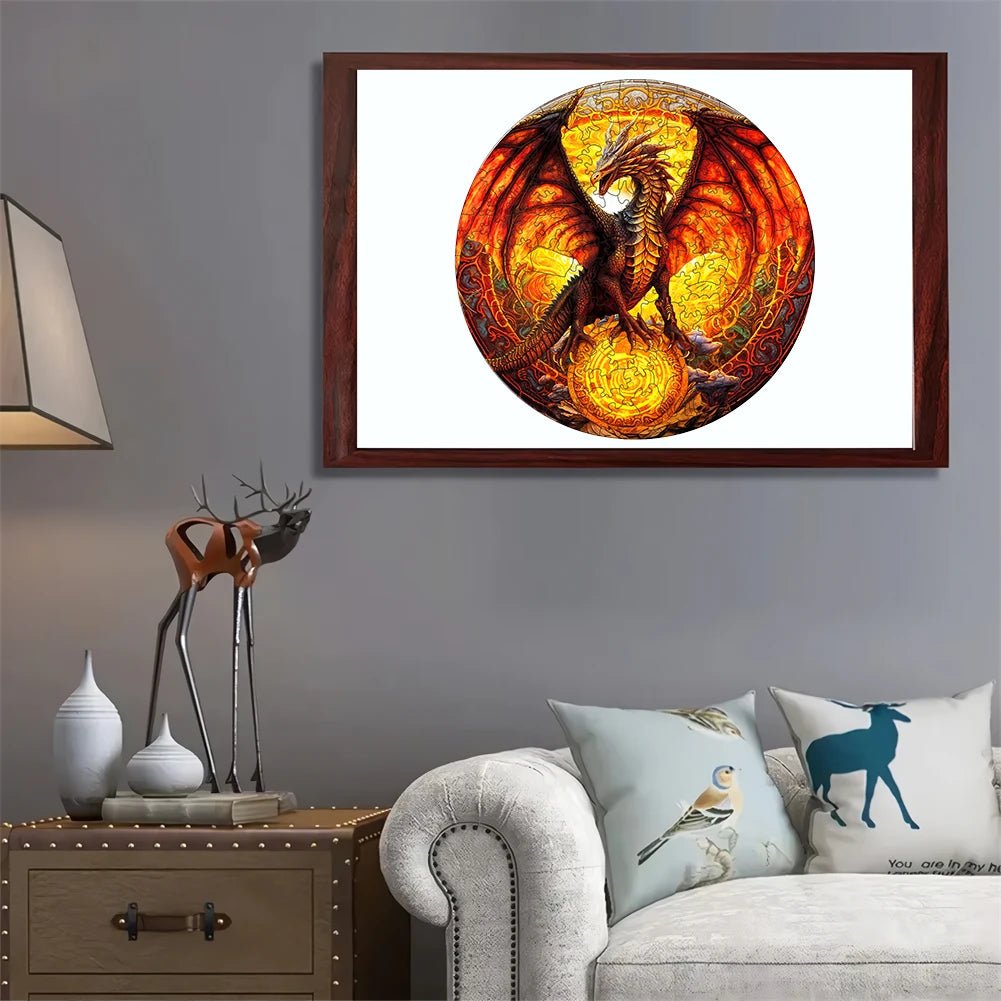 Wooden Fiery Dragon Jigsaw Puzzle | Fun Jigsaw For Adults & Kids - VarietyGifts