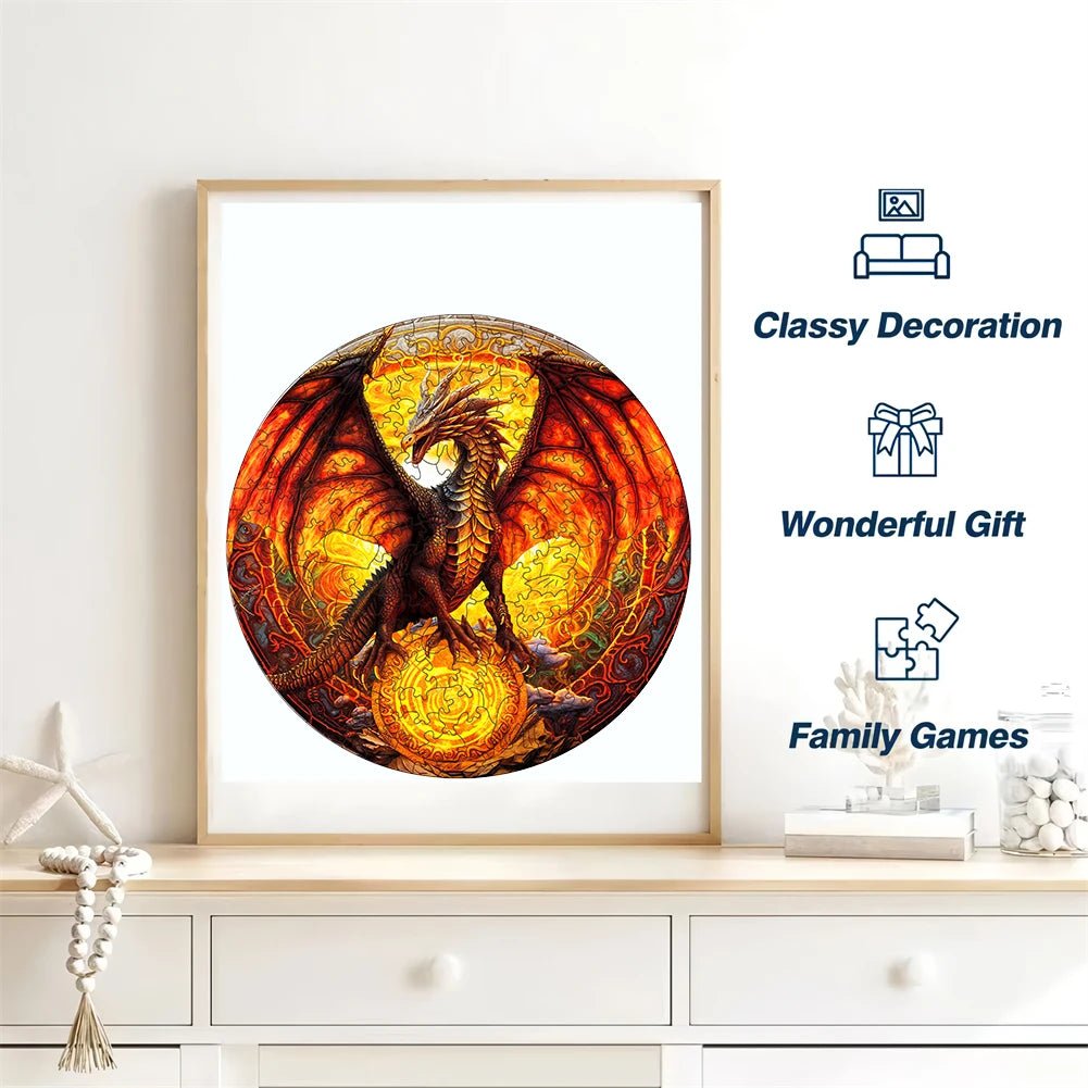 Wooden Fiery Dragon Jigsaw Puzzle | Fun Jigsaw For Adults & Kids - VarietyGifts