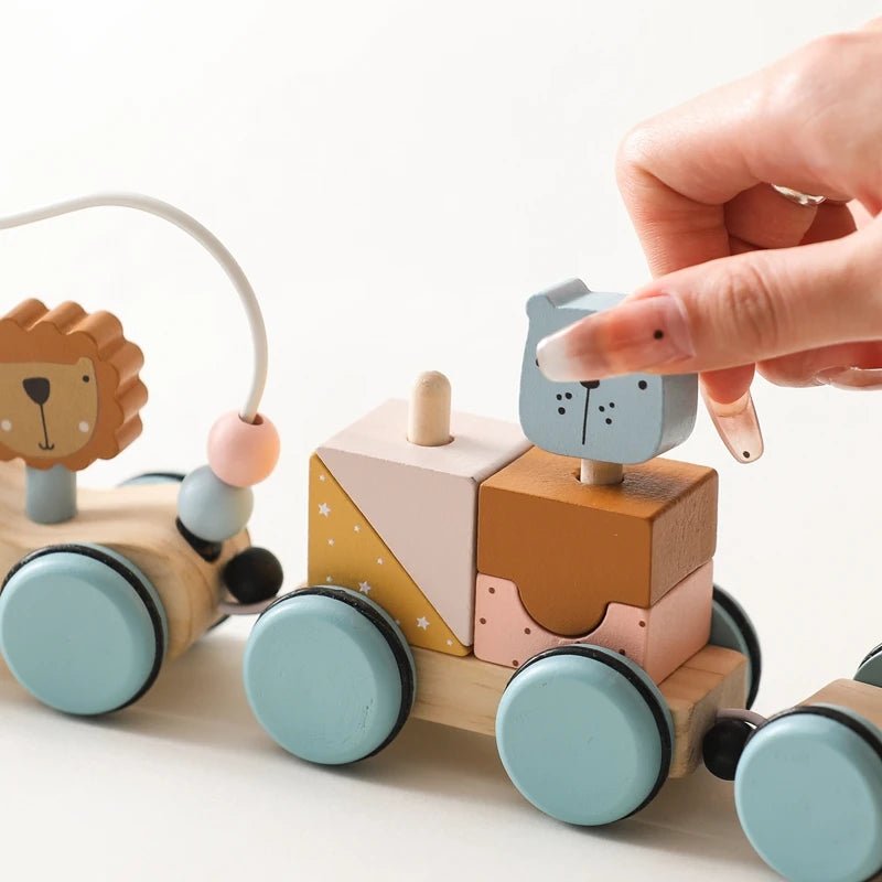 Wooden Montessori Animal Train | Build It, Pull It, Play With It - VarietyGifts