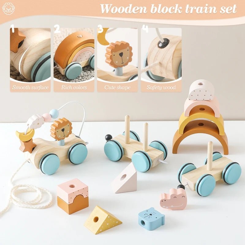 Wooden Montessori Animal Train | Build It, Pull It, Play With It - VarietyGifts