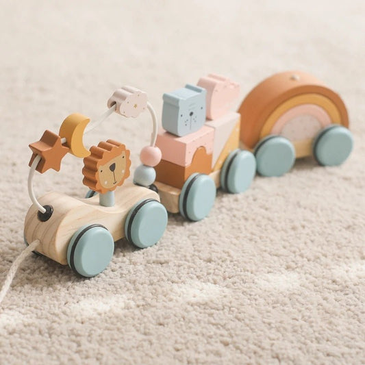 Wooden Montessori Animal Train | Build It, Pull It, Play With It - VarietyGifts