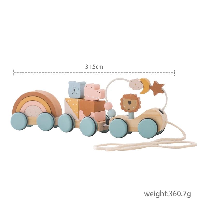 Wooden Montessori Animal Train | Build It, Pull It, Play With It - VarietyGifts