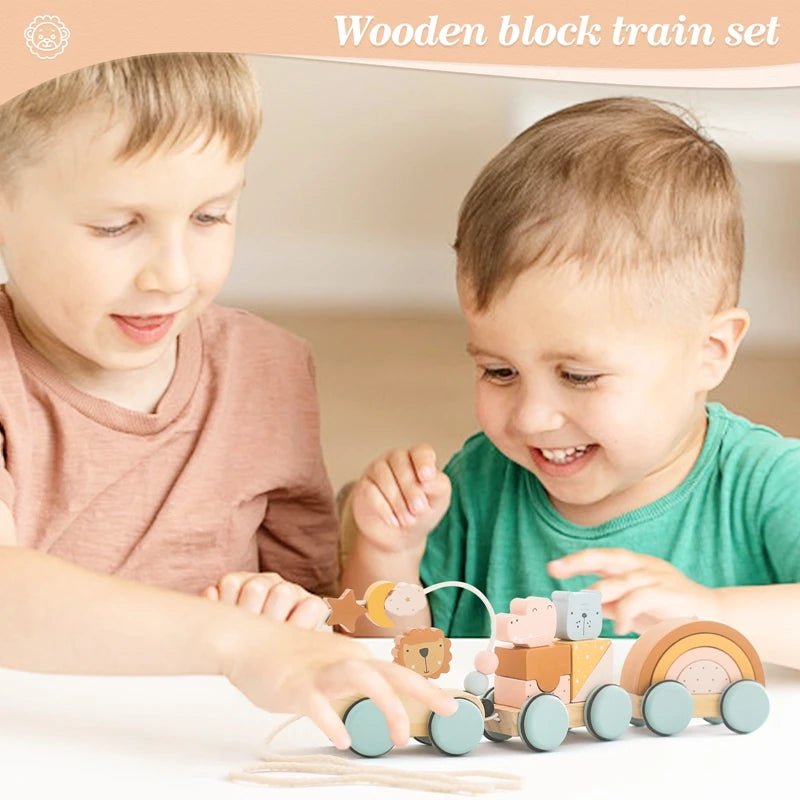 Wooden Montessori Animal Train | Build It, Pull It, Play With It - VarietyGifts