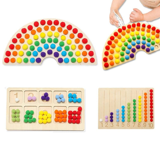 Wooden Rainbow Ball Sorting Toy | Montessori Colour Sorting Game - VarietyGifts