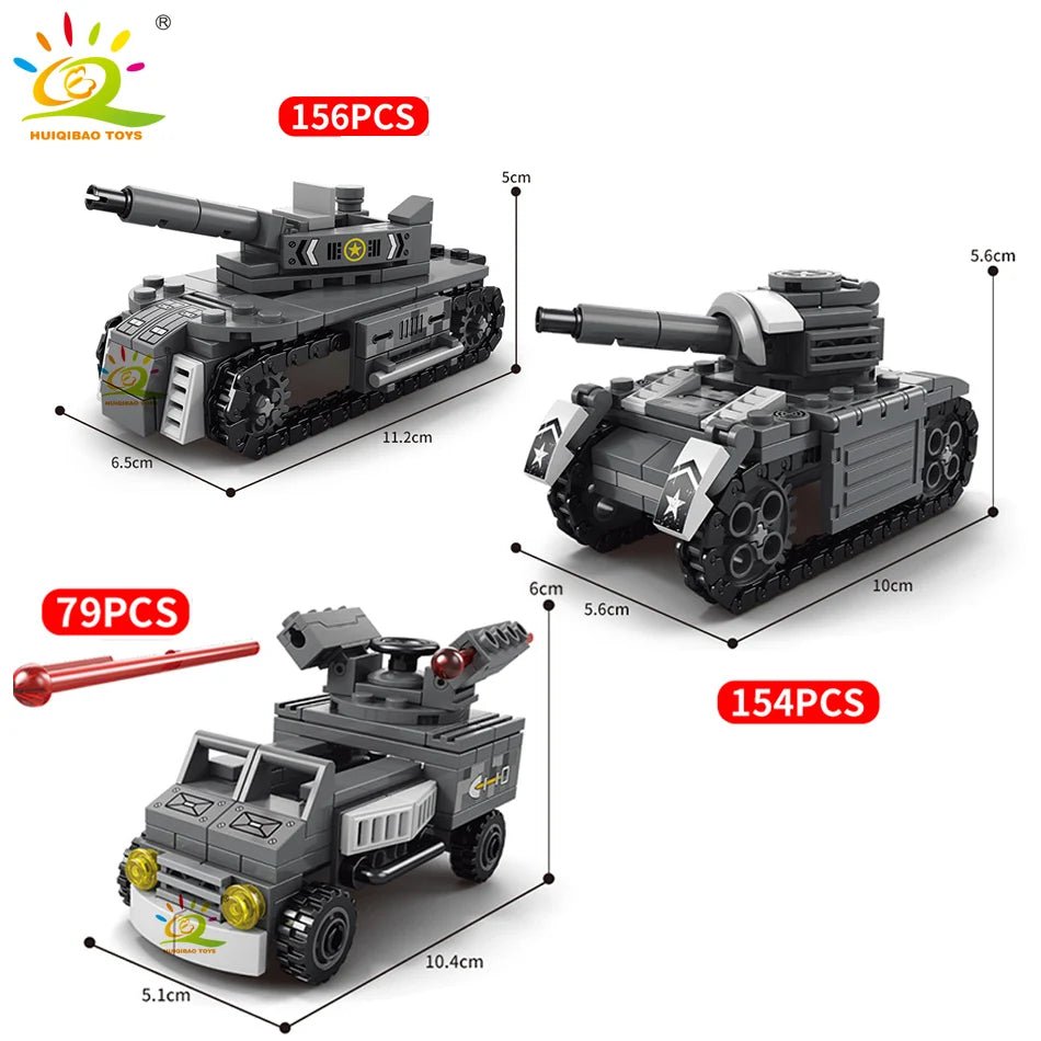 WW2 Military Lego Set 648pcs | 6in1 Building Blocks, Military Vehicles - VarietyGifts